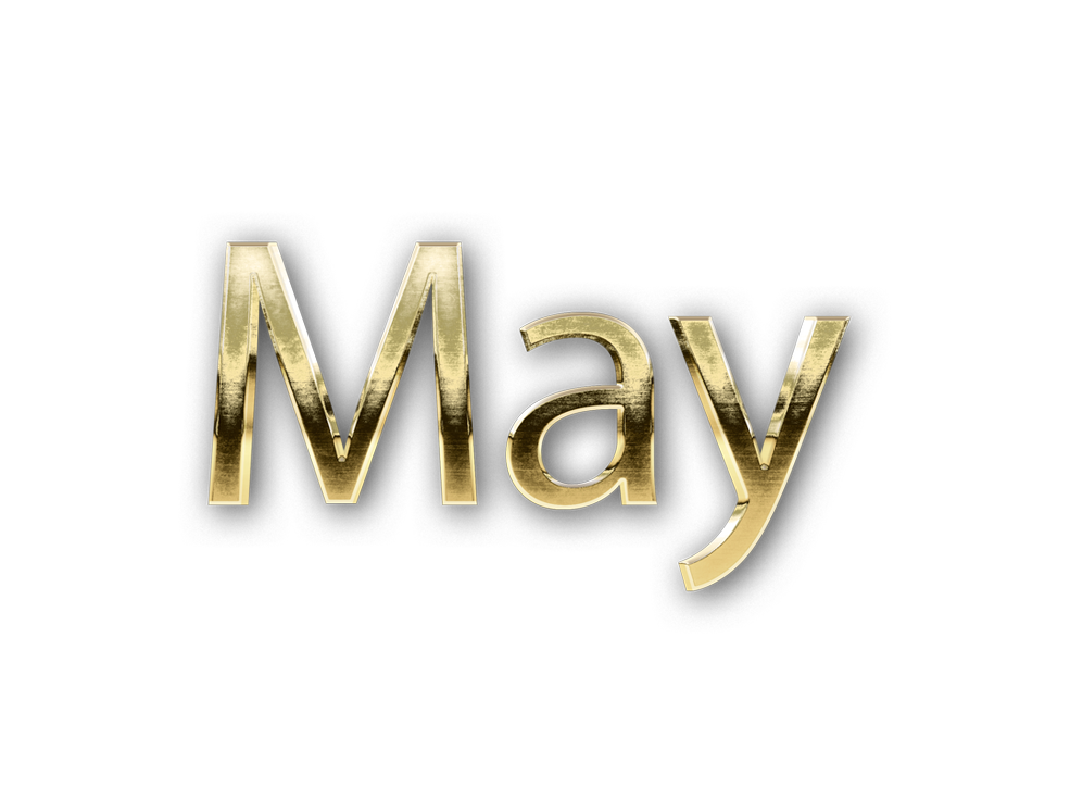 MAY month name word MAY gold 3D text typography PNG images free